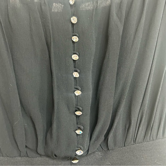 Ted Baker Dress Women’s Size 1 (US 4) Black Pleated Sheath Crystal Button Back - Picture 4 of 8